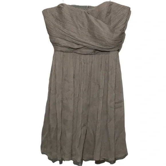 J. CREW | Arabelle Grey Silk Chiffon Strapless Formal Event Dress size 14 {NEW} - Picture 3 of 12